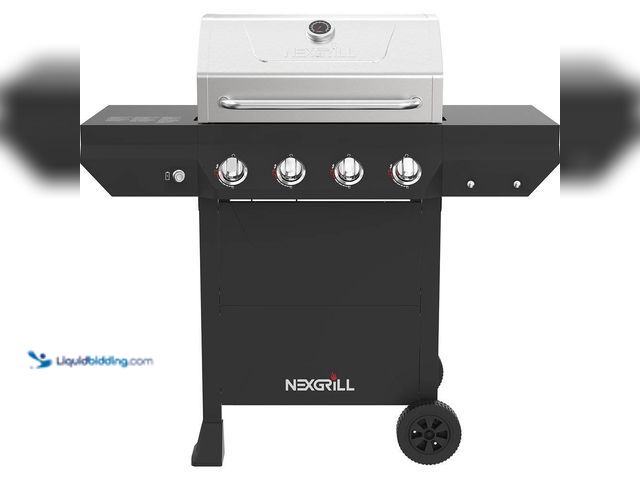 Lot 49-5410929 - Nexgrill 4-Burner Propane Gas Grill in Black with Stainless Steel Main Lid. [Model # 720-0925PG] Unu...