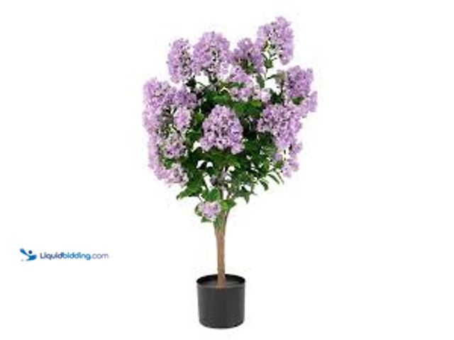 Lot 49-5411546 - NATURAE DÉCOR 36 in. Purple Artificial Crape Myrtle in Black Pot Floral Arrangements. Model # OUT-MY...