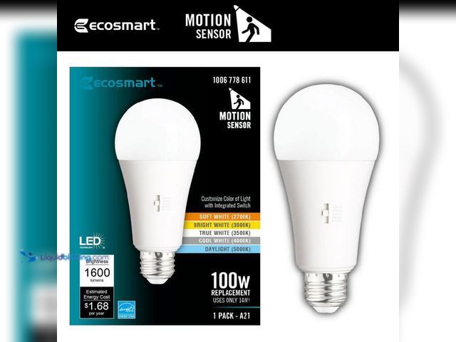 Lot 49-5440067 - EcoSmart
100-Watt Equivalent A21 Dimmable CEC Motion Sensor LED Light Bulb with Selectable Color Te...
