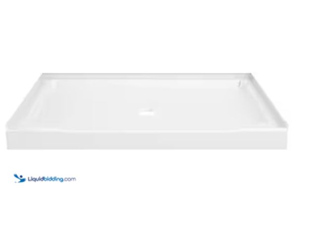 Lot 49-1622721 - Delta Classic 500 48 in. L x 34 in. W Alcove Shower Pan Base with Center Drain in High Gloss White, ...
