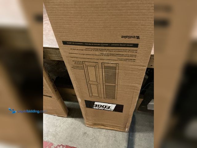 Lot 49-3540027 - Builders Edge Raised Panel Vinyl Shutter 15" x 51" - Black (box damage) (scuffs and scratches) Unuse...