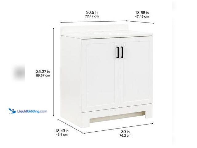 Lot 49-5554104 - Glacier Bay Oakley 31 in. Single Sink White Freestanding Bath Vanity with White Cultured Marble Top ...
