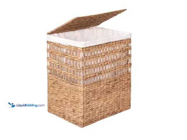Lot 49-1622406 - Seville Classics Natural Water Hyacinth 23" H x 19.50" W x 14.50" D Wicker Modern Rectangle Laundry ...