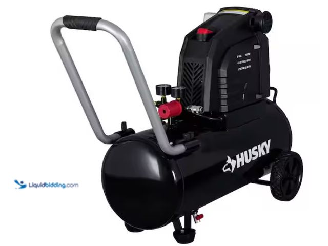 Lot 49-1547605 - Husky 8 Gal. 150 PSI Portable Electric Oil-Free Horizontal Hotdog Air Compressor with Rubber Wheels ...