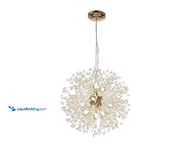 Lot 49-1550386 - LamQee 8 -Light Gold Modern/contemporary Clear glass Sputnik Medium Hanging Pendant light, Model #06...