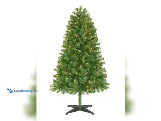 Lot 49-1544876 - Home Accents Holiday 5 ft Woodtrail Norway Spruce Pre-Lit Artificial Christmas Tree with 200 Lights,...