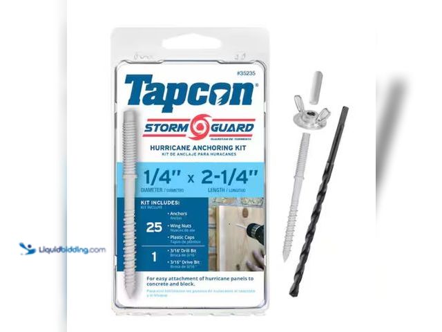 Lot 49-1550228 - (2 Packages) Tapcon 1/4 in. x 2-1/4 in. Hex Nut White Concrete Anchor Storm Guard Hurricane Anchorin...