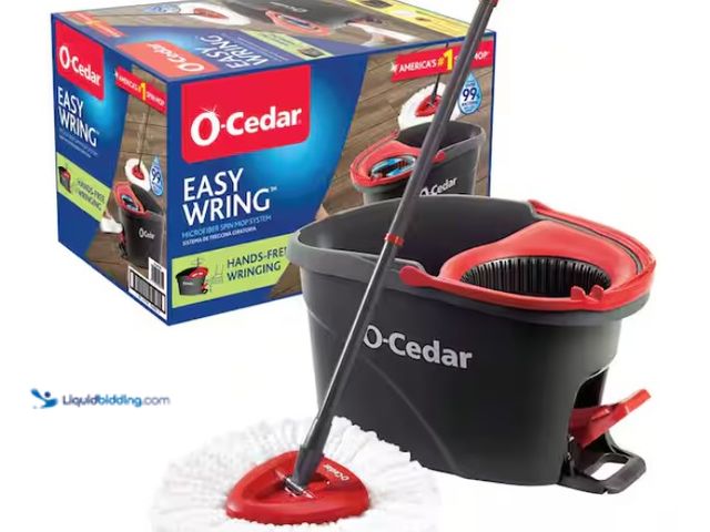 Lot 49-1550321 - O-Cedar Easy Wring Microfiber Spin Mop with Bucket System, Model # 148473, Unused.  Ref#ASB1024