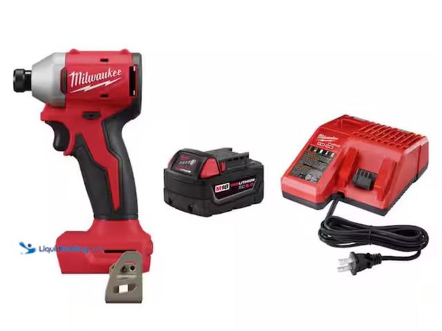 Lot 49-2005638 - Milwaukee M18 18-Volt Lithium-Ion Brushless Cordless 1/4 in. Compact Impact Driver with w/(2) 2.0 Ah...
