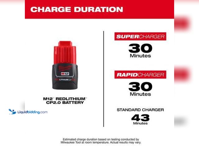 Lot 49-5554194 - Milwaukee M12 12-Volt Lithium-Ion 2.0 Ah Compact Battery Pack  Model # 48-11-2420 Unused