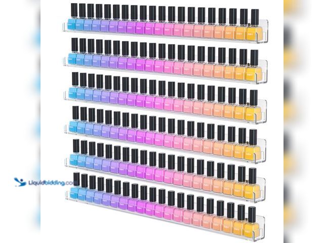 Lot 49-3470185 - NIUBEE 24 Inches Nail Polish Rack Wall Mounted Shelf with Removable Anti-Slip End Inserts, Clear Acr...