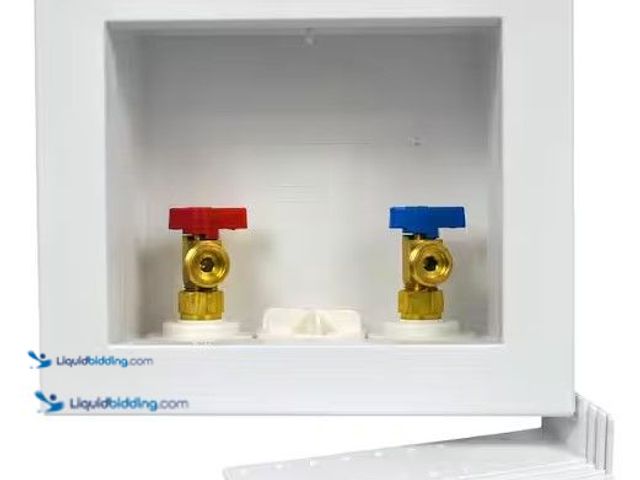 Lot 49-5581986 - Oatey Quadtro 1/2 in. PEX Barb x 3/4 in. MHT Washing Machine Valves with Outlet Box, 1/4 Turn Valves...