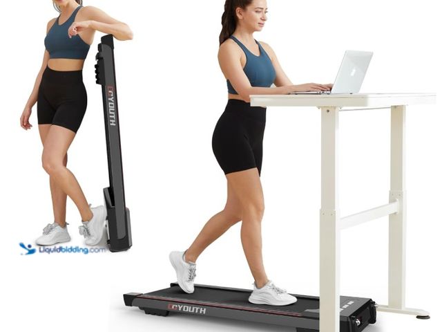 Lot 49-1575721 - GOYOUTH 2 in 1 Under Desk Electric Treadmill Motorized Exercise Machine with Wireless Speaker, Remot...