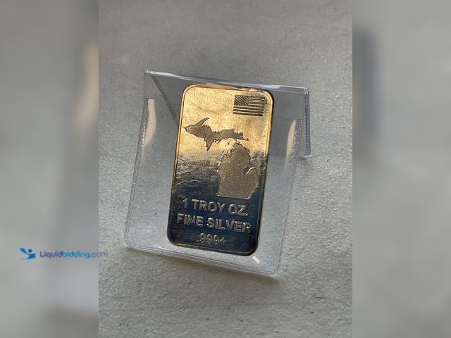 Lot 49-1505757 - STATE OF MICHIGAN 1 TROY OZ FINE .999 SILVER BAR #COINS0122