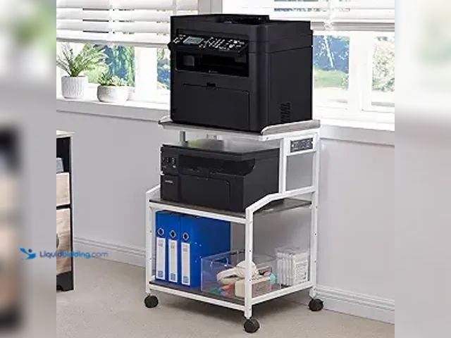Lot 49-5438128 - Lauren&Harold 34'' Printer Stand with Power Outlets & USB Ports, 3-Tier Adjustable Rolling Cart, Hea...