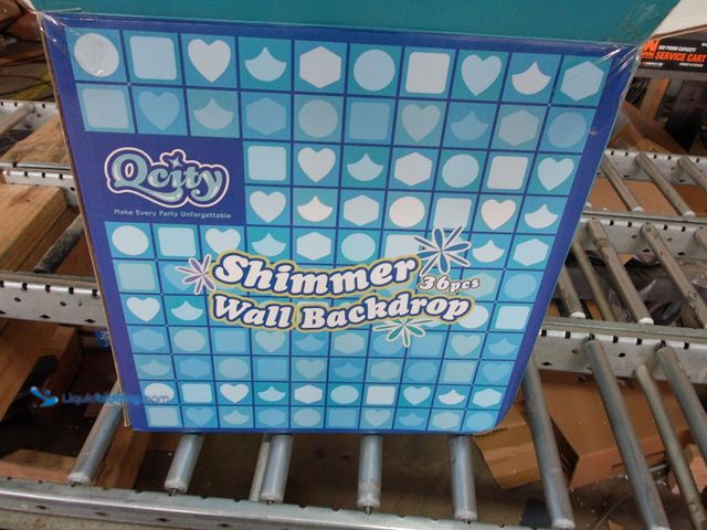 Lot 49-3467569 - Qcity Iridescent Silver Shimmer Wall Backdrop 36PCS, Black Back Not See-Through Design, Square Sequi...