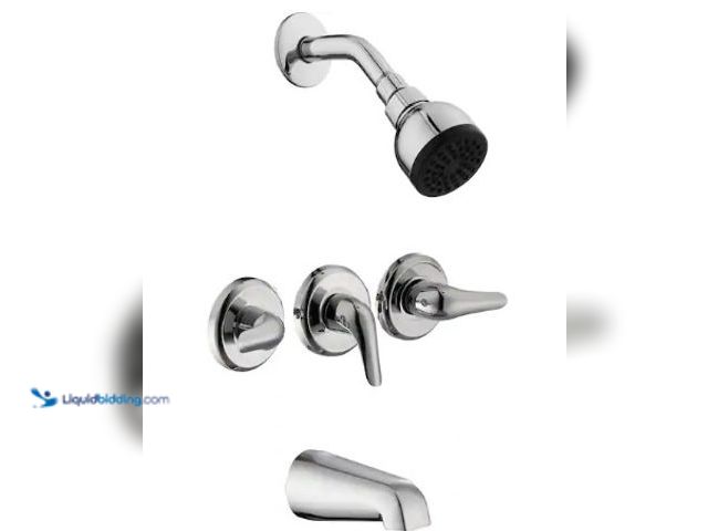 Lot 49-3618564 - Glacier Bay Aragon 3 Handle 1-Spray Tub and Shower Faucet 1.8 GPM in Chrome (Valve Included), Model ...