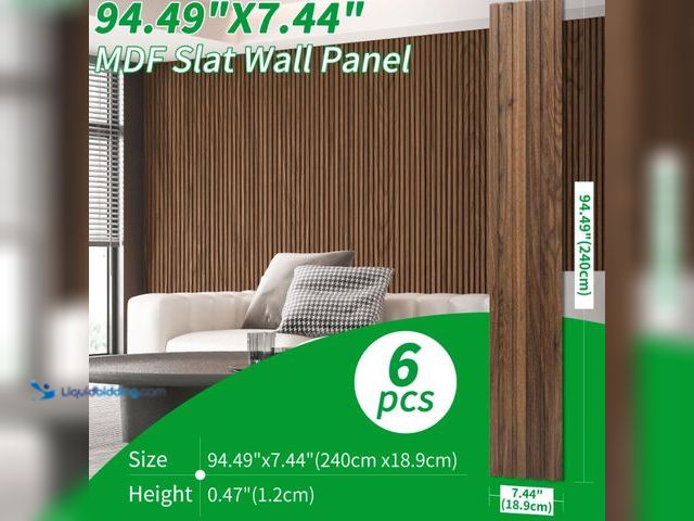 Lot 49-1624625 - Approx (25) sq ft of Art3d 6-Piece Wood Slat Panels for Stylish Interior Decor and Ceiling Decoratio...