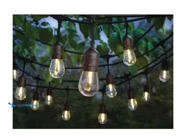 Lot 49-1622708 - Hampton Bay 24-Light 48 ft. Plug-in Indoor/Outdoor Edison Patio String Light with S14 Single Filamen...