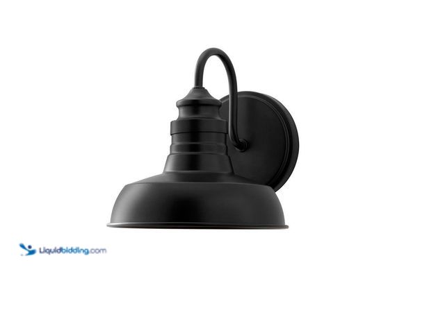 Lot 49-5416190 - Hampton Bay Elmcroft 7.63 in. 1-Light Matte Black Farmhouse Wall Sconce with Metal Shade. [Model # H...