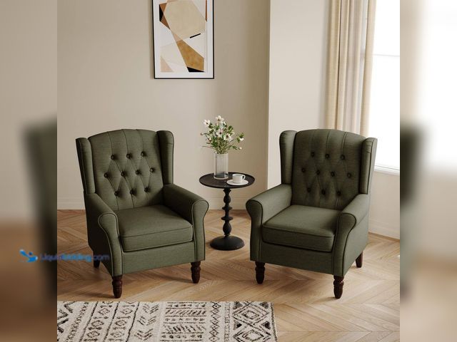 Lot 49-5487475 - Uixe
Green Linen Button Tufted Design Accent Arm Chair (ONLY ONE CHAIR) Unused