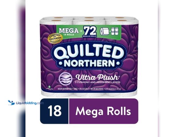 Lot 49-5543650 - Quilted Northern Ultra Plush Toilet Paper, 18 Mega Rolls. New