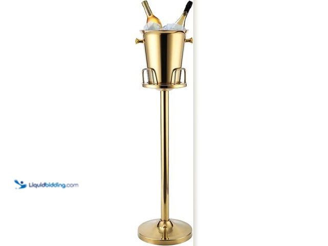 Lot 49-3472746 - Gold Ice Bucket with Stand, large Champagne Ice Bucket 1.32 gal, Stainless Steel Ice Bucket, 3Ft Tal...