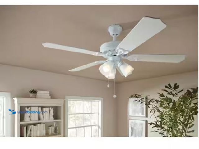 Lot 49-1577046 - Hampton Bay Brookhurst 52 in. LED Indoor White Ceiling Fan with Light Kit, Model # YG268-WH, Slightl...