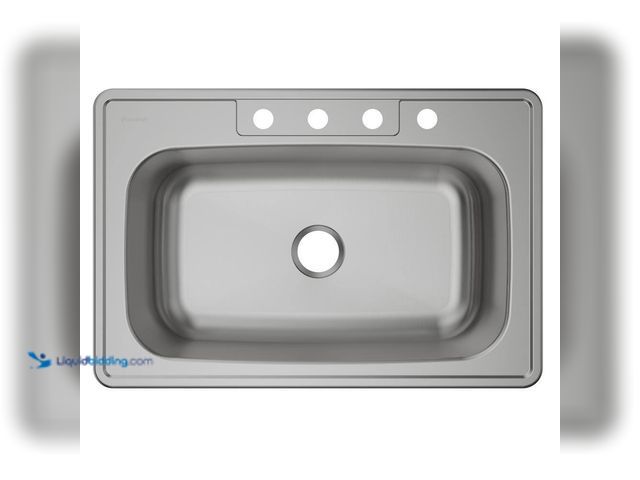Lot 49-5552092 - Stainless Steel 33 in. 4-Hole Single Bowl Drop-In Kitchen Sink. Model # HDSB332284. Unused
