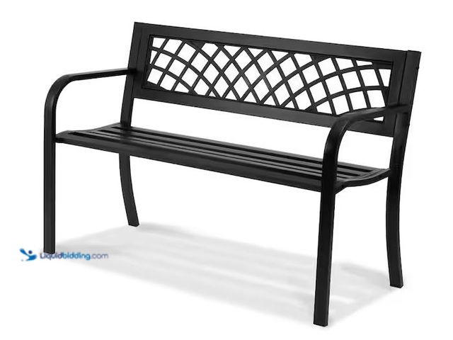 Lot 49-3560145 - SVOPES
46 in. Metal Outdoor Garden Bench, 480 lbs. Load Capacity with Backrest and Armrests for Pat...