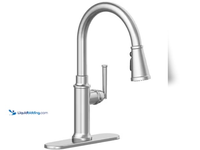 Lot 49-3611954 - Glacier Bay Oswell Single-Handle 3-Function Pull-Down Sprayer Kitchen Faucet in Stainless Steel, Mod...