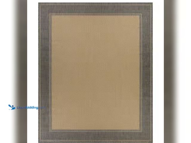 Lot 49-1623449 - Hampton Bay Black/Beige Texture Border 6 ft. x 9 ft. Indoor/Outdoor Area Rug, Model # FRS0025.69HD, ...