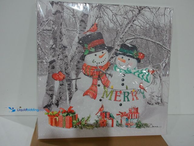 Lot 49-2001396 - 25 in. x 24 in. Merry Christmas Snowman Canvas Print, Unknown model number, Unused, Has attachments....