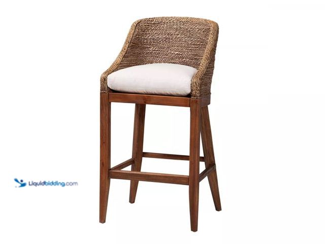 Lot 49-2000848 - Bali & Pari Jasper Seagrass Bar Stool Brown Wash, 21.70" W x 23.60" D x 42.80" H, Model # 95296874, ...