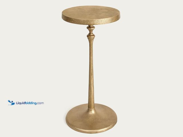 Lot 49-5572011 - Vintage Brass Cast Iron Side Table Round Accent Table for Living Room. Model: B0FL2CBY9Y. Unused