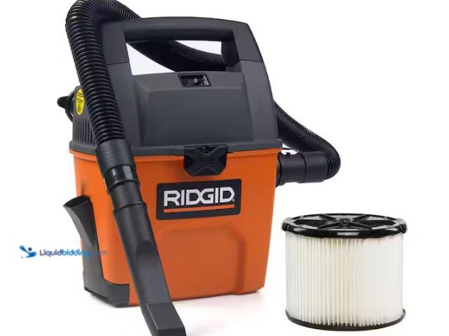 Lot 49-1627565 - RIDGID 3 Gal. 3.5 Peak HP Handheld Shop Vacuum Wet Dry Vac with RIDGID SWEEP Dust Pan, Filter, Hose ...