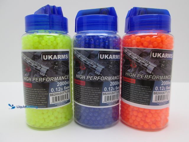 Lot 49-5393642 - Lot of 6000 (3 Bottles of 2000) UK Arms 0.12g Count Seamless Airsoft BBS In Speed Bottle - NEW - Inc...