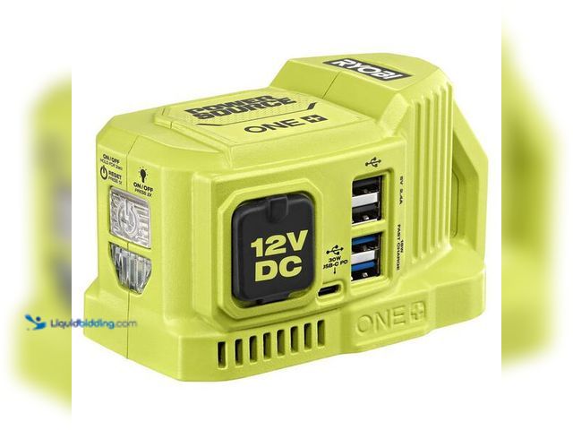Lot 49-5454124 - RYOBI 18V ONE+ 120-Watt Portable Battery Inverter Power Source with 12-Volt Outlet (Tool Only). Mode...