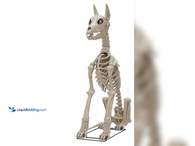 Lot 49-1627472 - Home Accents Holiday 5FT Grave & Bones Skelly's Sitting Dog with LifeEyes LCD Eyes Model #25SV25064,...