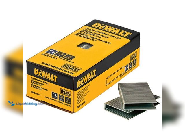 Lot 49-5435576 - DEWALT
2 in. Leg x 1/2 in. Crown 15-1/2-Gauge Coated Steel Hardwood Flooring Staple (7,728 per Box)...