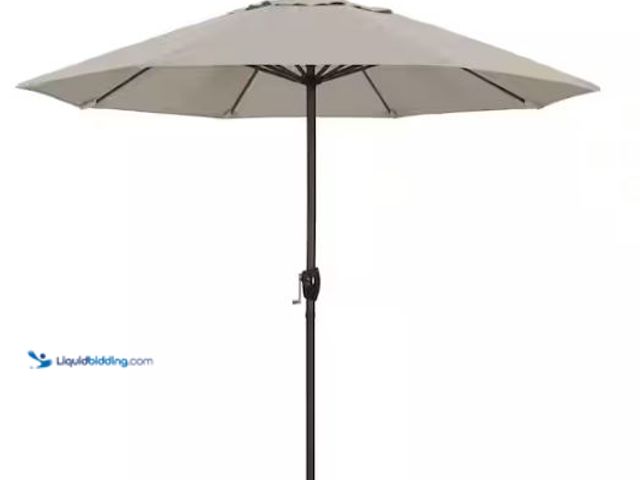 Lot 49-1514912 - California Umbrella 9 ft. Bronze Aluminum Market Patio Umbrella Auto Tilt Crank Lift in Woven Granit...