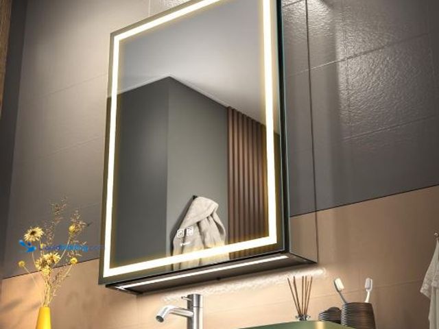 Lot 49-3473652 - LED Lighted Bathroom Medicine Cabinet with Defogger, Dimmable, 3 Color Light Makeup Mirror, 20"x28",...