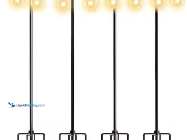 Lot 49-2005468 - (4-Pack) WaLensee 9.4 ft. Outdoor String Light Poles for Patio, Garden, Yard Flagpole, Model # SL-00...