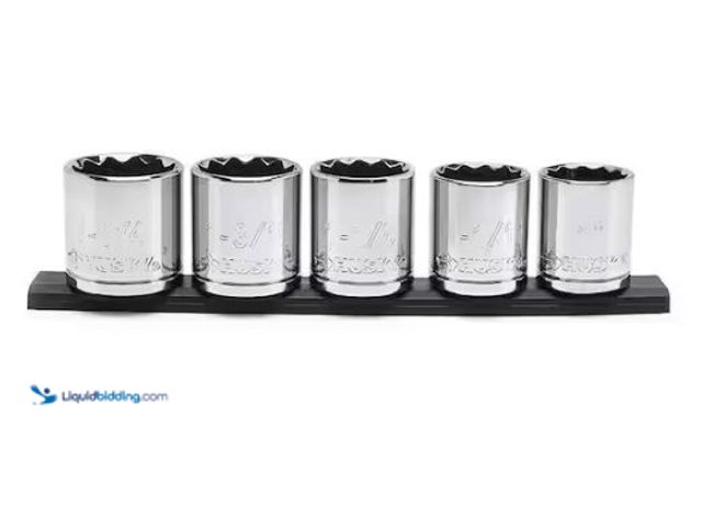 Lot 49-1577298 - Husky 1/2 in. Drive SAE Large Socket Set (5-Piece), Model # H2DSAE5PC, Slightly used.   Ref#ASRHD013...