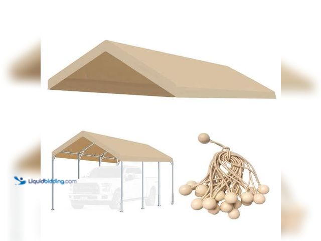 Lot 49-3708673 - Vanteriam 12'x20' Upgraded Carport Replacement Top Canopy Cover for Car Garage Shelter Tent Party Te...