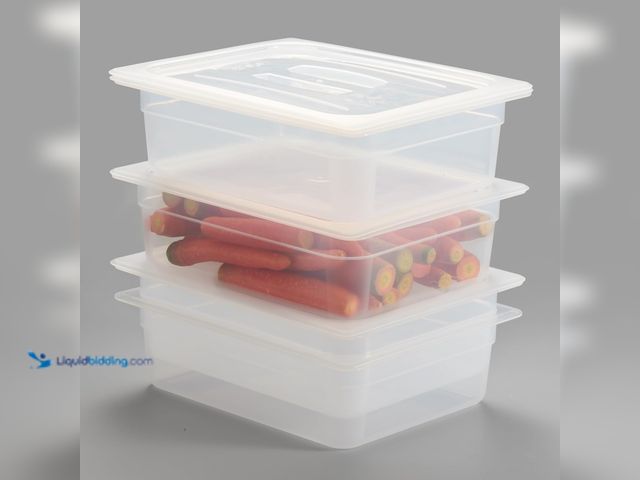 Lot 49-5459404 - CURTA 4-Pack 1/2 Size 4" Deep Food Pan with Handled Lid. Model #B0CZKNP7SP. Unused.