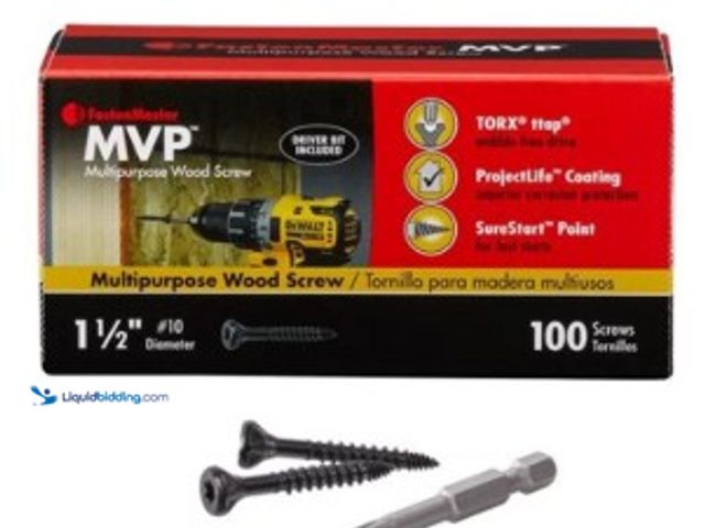 Lot 49-3563761 - Fastenmaster Mvp 1-1/2 In. L Torx Ttap Self-tapping Wood Screws 100 Pk (3pack) New