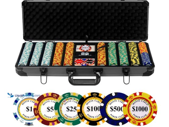 Lot 49-3431917 - 14g Clay Poker Chips Set, 500 Poker Chips, 39mm, with High-end Aluminum Carrying Case/2 Decks of Pla...