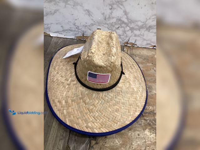 Lot 49-3523492 - Qty 2. American flag straw hat. Unused.