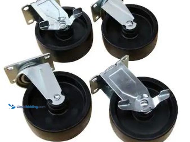 Lot 49-5436786 - Husky 5 in. Caster Kit for Ready-to-Assemble Steel Garage Base Cabinets. Model # G0502AC-US. Unused.